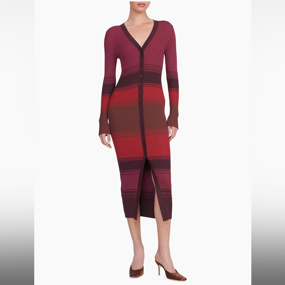 STAUD Shoko Rib-Knit Striped Sweaterdress Size Small!